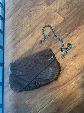 Rafe New York Brown Reptile Leather Snakeskin Top Handle Shoulder Bag